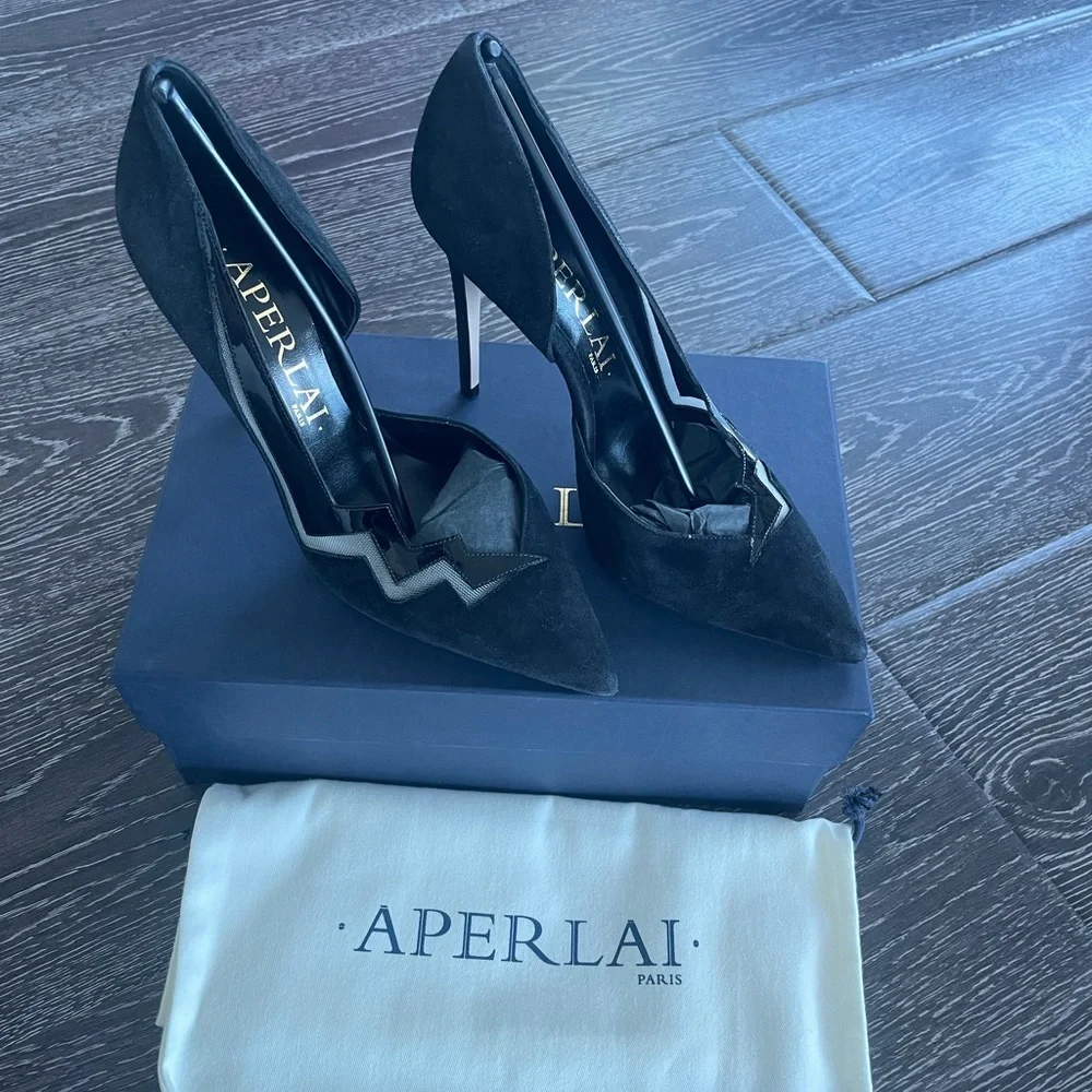 New in Box Aperlai Heels Size 38.5 - Black - Picture 9 of 11